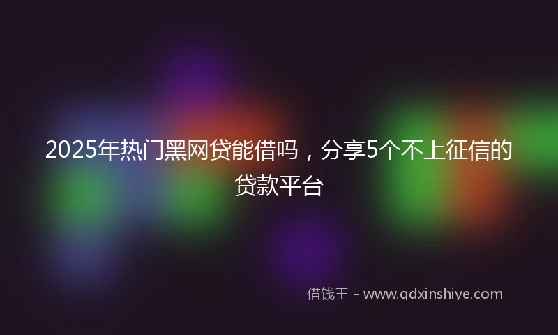 2025年热门黑网贷能借吗，分享5个不上征信的贷款平台