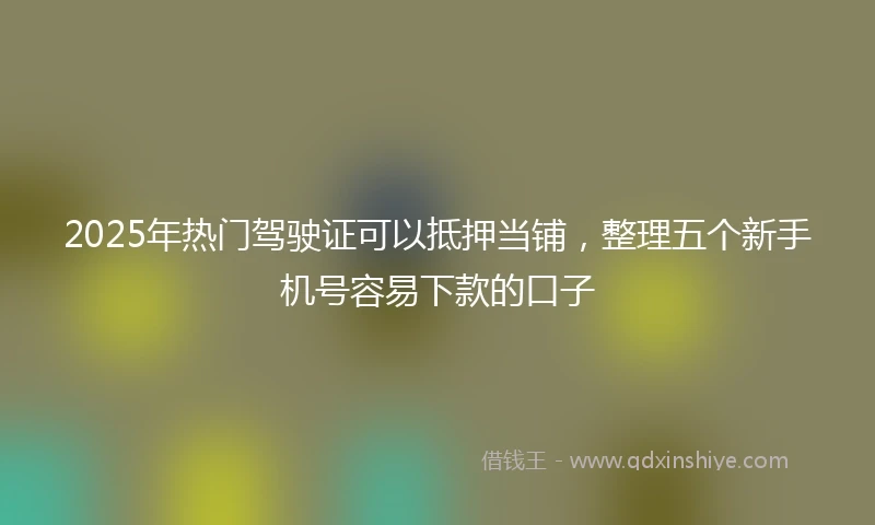 2025年热门驾驶证可以抵押当铺，整理五个新手机号容易下款的口子