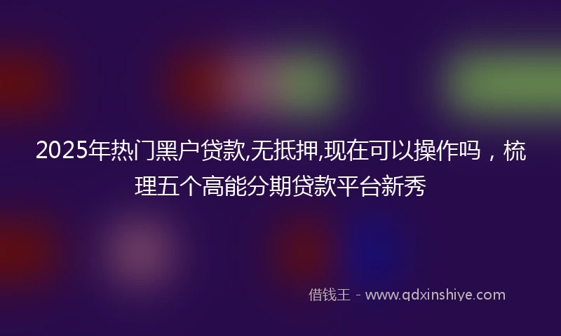 2025年热门黑户贷款,无抵押,现在可以操作吗，梳理五个高能分期贷款平台新秀