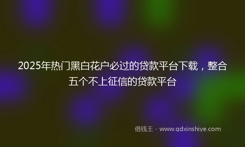 2025年热门黑白花户必过的贷款平台下载，整合五个不上征信的贷款平台