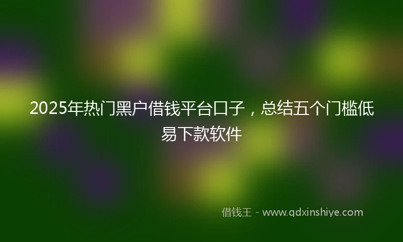 2025年热门黑户借钱平台口子，总结五个门槛低易下款软件