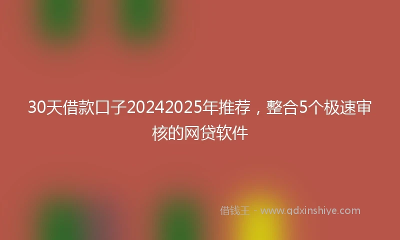 30天借款口子20242025年推荐，整合5个极速审核的网贷软件