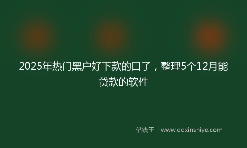 2025年热门黑户好下款的口子，整理5个12月能贷款的软件