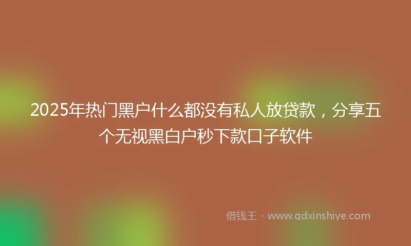 2025年热门黑户什么都没有私人放贷款，分享五个无视黑白户秒下款口子软件