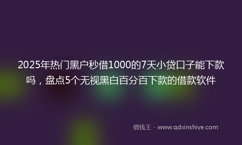 2025年热门黑户秒借1000的7天小贷口子能下款吗，盘点5个无视黑白百分百下款的借款软件
