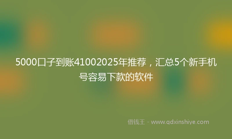 5000口子到账41002025年推荐,汇总5个新手机号容易下款的软件
