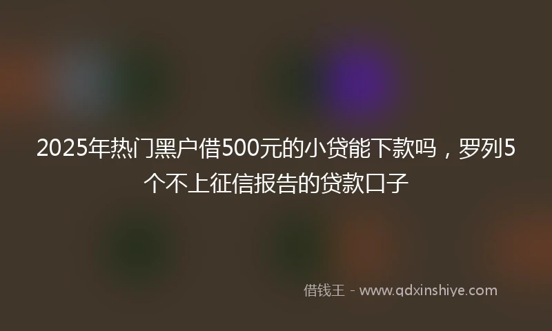 2025年热门黑户借500元的小贷能下款吗，罗列5个不上征信报告的贷款口子