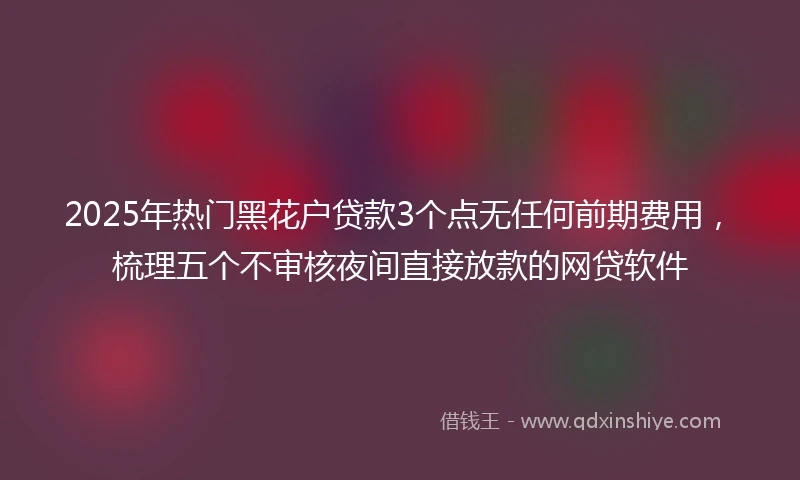 2025年热门黑花户贷款3个点无任何前期费用，梳理五个不审核夜间直接放款的网贷软件