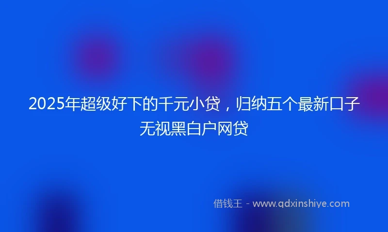 2025年超级好下的千元小贷，归纳五个最新口子无视黑白户网贷