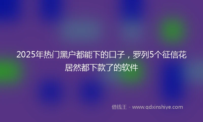 2025年热门黑户都能下的口子，罗列5个征信花居然都下款了的软件