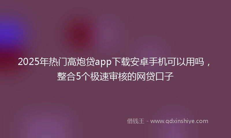 2025年热门高炮贷app下载安卓手机可以用吗，整合5个极速审核的网贷口子