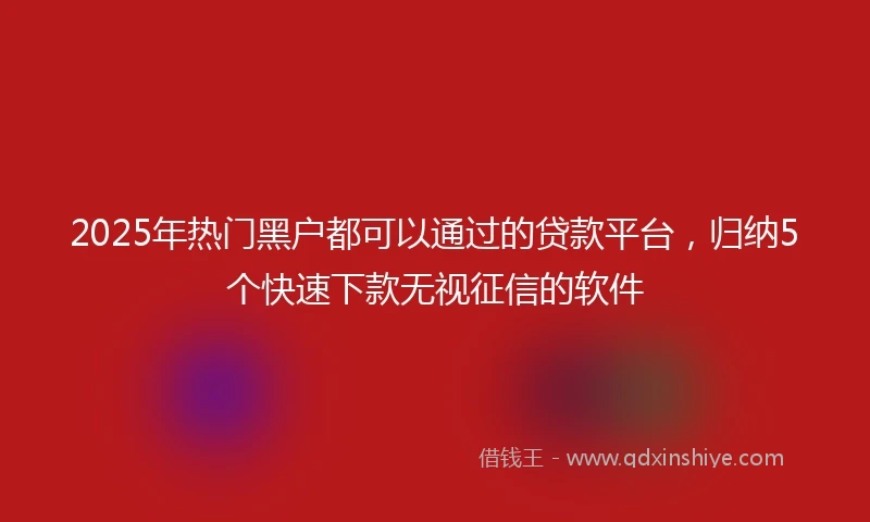 2025年热门黑户都可以通过的贷款平台，归纳5个快速下款无视征信的软件