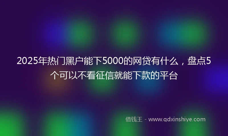2025年热门黑户能下5000的网贷有什么，盘点5个可以不看征信就能下款的平台