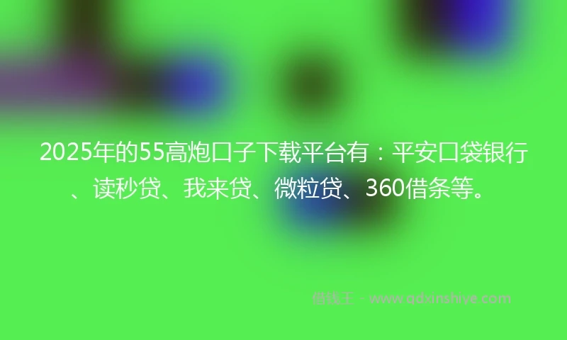 2025年的55高炮口子下载平台有：平安口袋银行、读秒贷、我来贷、微粒贷、360借条等。