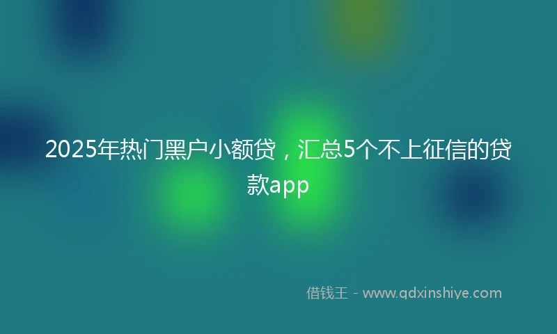 2025年热门黑户小额贷，汇总5个不上征信的贷款app