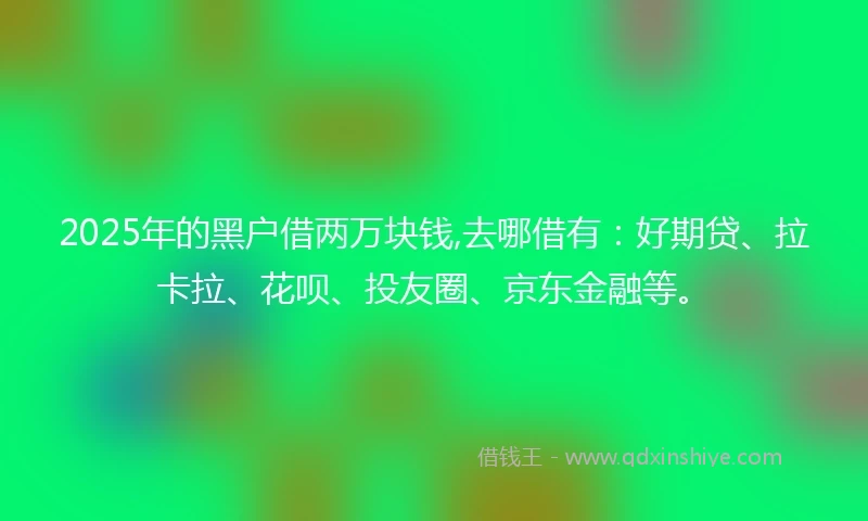 2025年的黑户借两万块钱,去哪借有：好期贷、拉卡拉、花呗、投友圈、京东金融等。