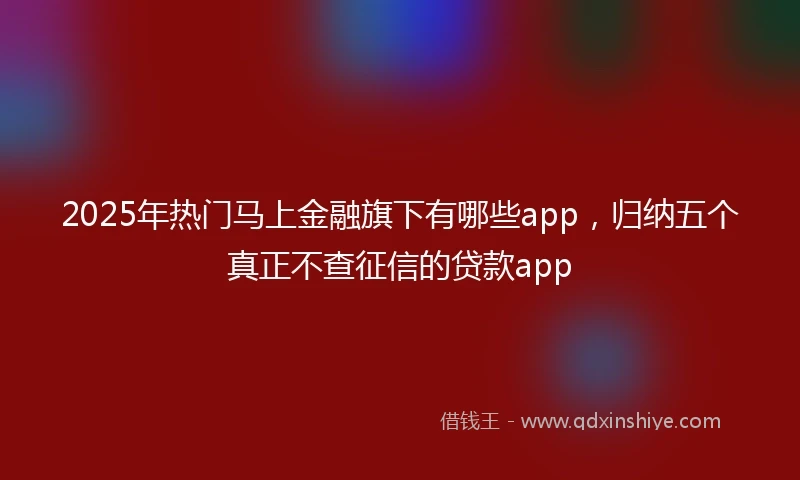 2025年热门马上金融旗下有哪些app，归纳五个真正不查征信的贷款app
