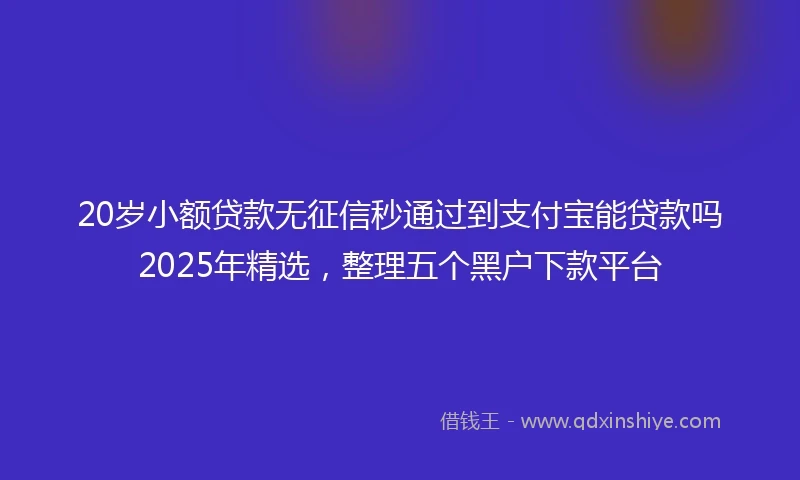 20岁小额贷款无征信秒通过到支付宝能贷款吗2025年精选，整理五个黑户下款平台