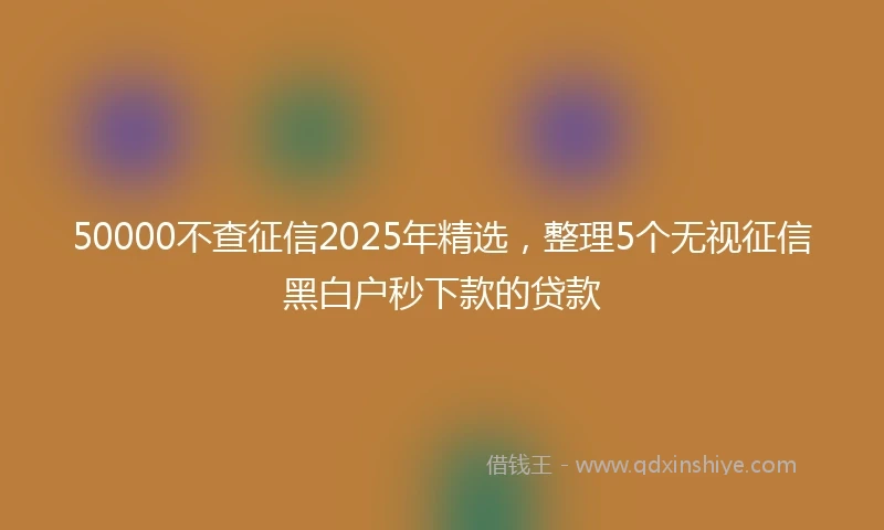 50000不查征信2025年精选，整理5个无视征信黑白户秒下款的贷款
