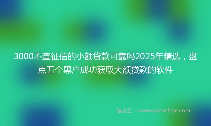 3000不查征信的小额贷款可靠吗2025年精选，盘点五个黑户成功获取大额贷款的软件