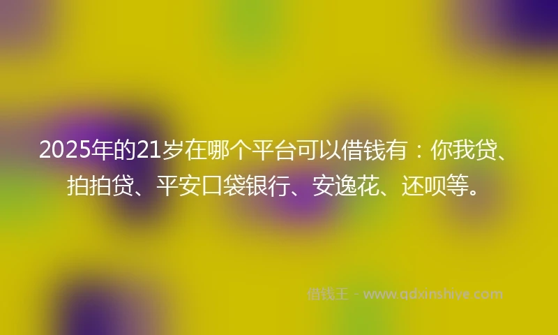 2025年的21岁在哪个平台可以借钱有：你我贷、拍拍贷、平安口袋银行、安逸花、还呗等。