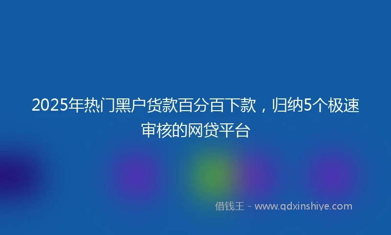 2025年热门黑户货款百分百下款，归纳5个极速审核的网贷平台