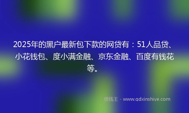2025年的黑户最新包下款的网贷有：51人品贷、小花钱包、度小满金融、京东金融、百度有钱花等。