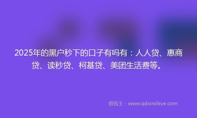 2025年的黑户秒下的口子有吗有：人人贷、惠商贷、读秒贷、柯基贷、美团生活费等。