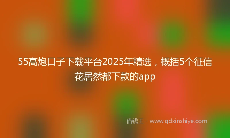 55高炮口子下载平台2025年精选，概括5个征信花居然都下款的app