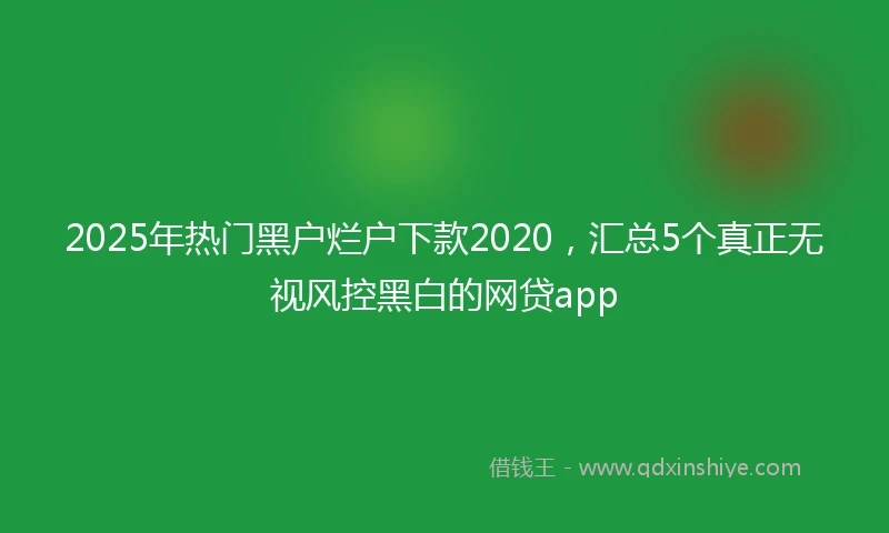 2025年热门黑户烂户下款2020，汇总5个真正无视风控黑白的网贷app