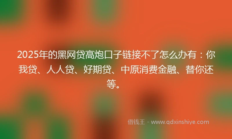 2025年的黑网贷高炮口子链接不了怎么办有：你我贷、人人贷、好期贷、中原消费金融、替你还等。