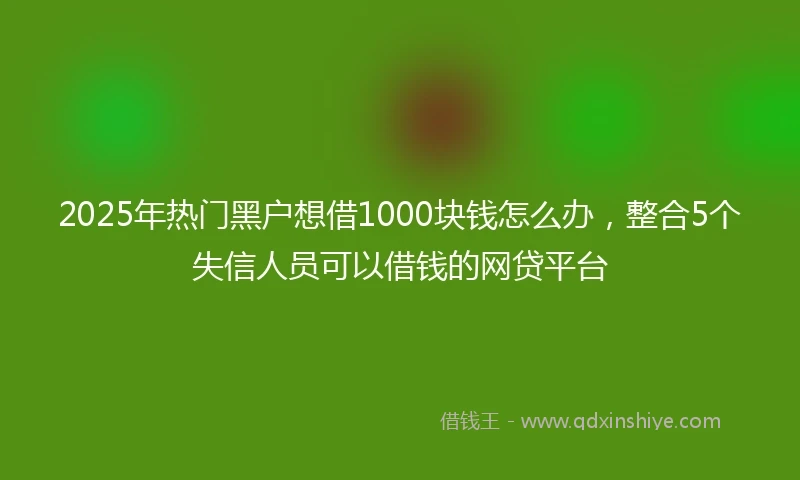2025年热门黑户想借1000块钱怎么办，整合5个失信人员可以借钱的网贷平台