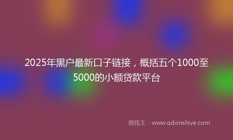 2025年黑户最新口子链接，概括五个1000至5000的小额贷款平台