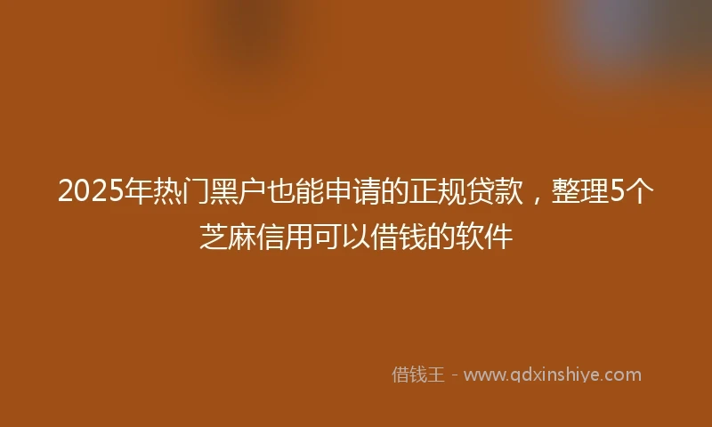 2025年热门黑户也能申请的正规贷款，整理5个芝麻信用可以借钱的软件