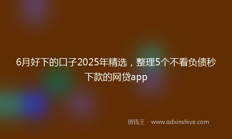 6月好下的口子2025年精选,整理5个不看负债秒下款的网贷app