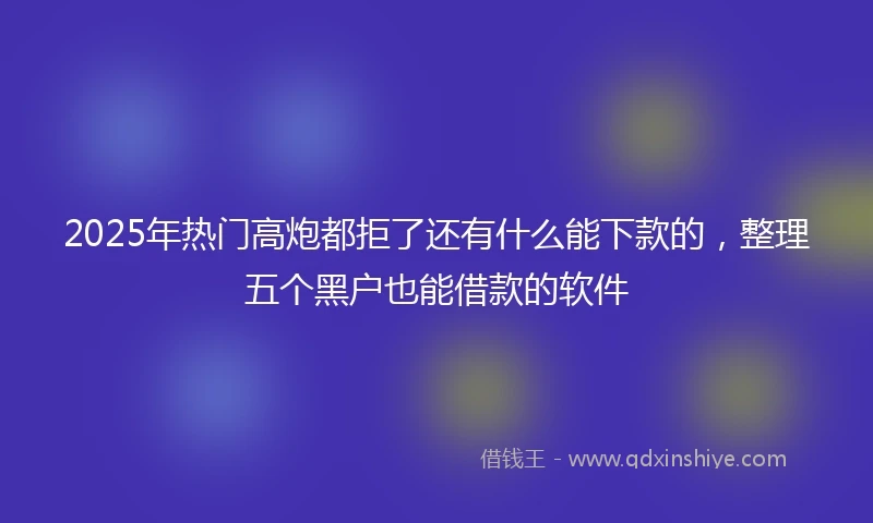 2025年热门高炮都拒了还有什么能下款的，整理五个黑户也能借款的软件