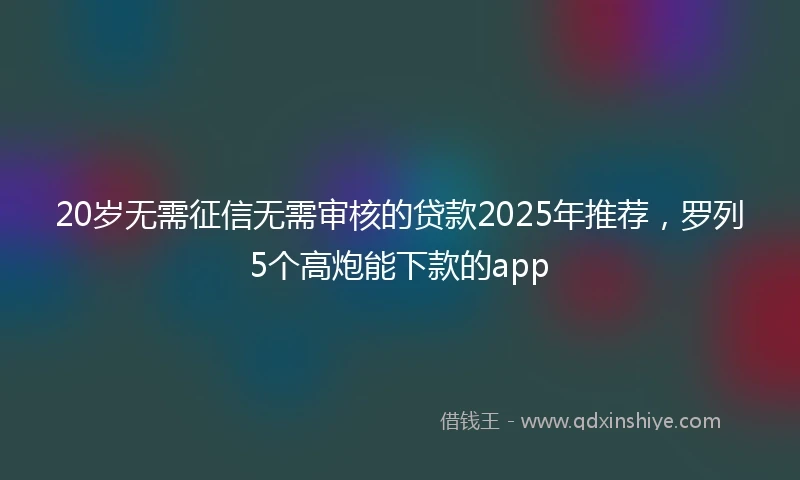 20岁无需征信无需审核的贷款2025年推荐，罗列5个高炮能下款的app