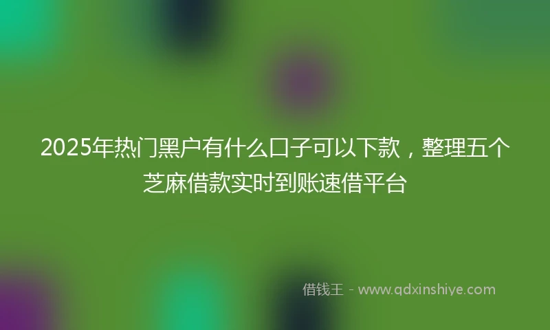 2025年热门黑户有什么口子可以下款，整理五个芝麻借款实时到账速借平台