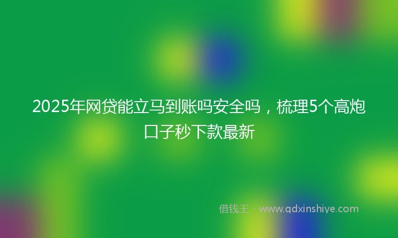 2025年网贷能立马到账吗安全吗，梳理5个高炮口子秒下款最新