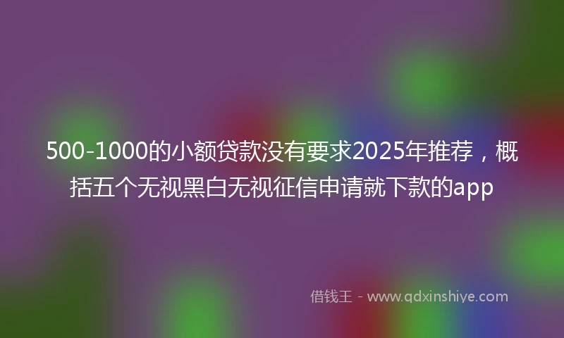 500-1000的小额贷款没有要求2025年推荐，概括五个无视黑白无视征信申请就下款的app