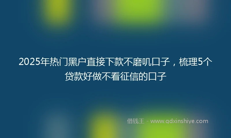 2025年热门黑户直接下款不磨叽口子，梳理5个贷款好做不看征信的口子