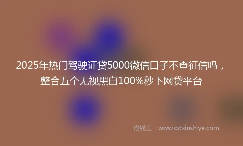 2025年热门驾驶证贷5000微信口子不查征信吗，整合五个无视黑白100%秒下网贷平台