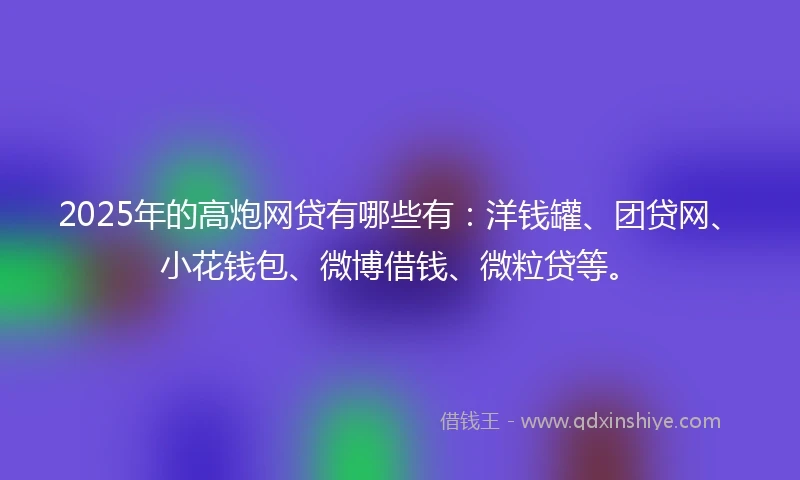 2025年的高炮网贷有哪些有：洋钱罐、团贷网、小花钱包、微博借钱、微粒贷等。
