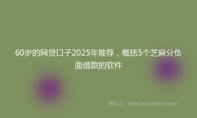 60岁的网贷口子2025年推荐，概括5个芝麻分负面借款的软件