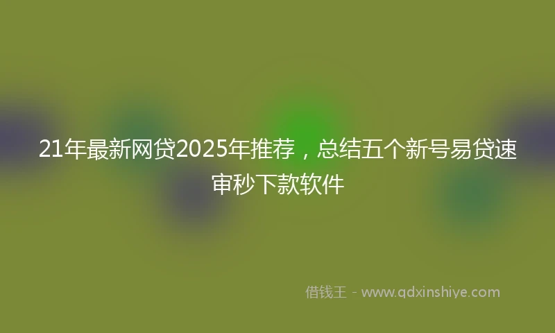 21年最新网贷2025年推荐，总结五个新号易贷速审秒下款软件