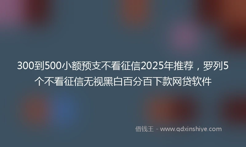 300到500小额预支不看征信2025年推荐，罗列5个不看征信无视黑白百分百下款网贷软件