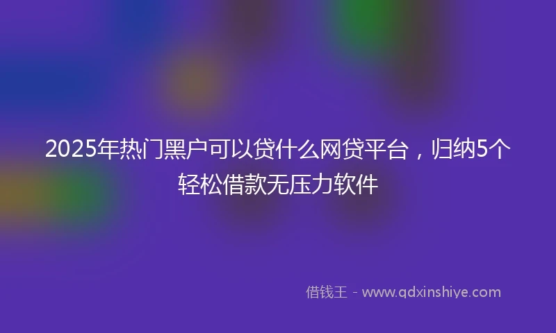2025年热门黑户可以贷什么网贷平台，归纳5个轻松借款无压力软件