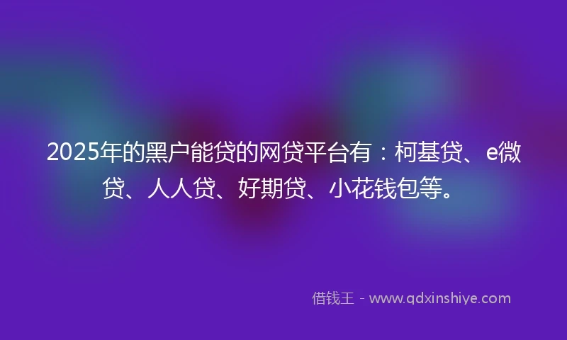 2025年的黑户能贷的网贷平台有：柯基贷、e微贷、人人贷、好期贷、小花钱包等。
