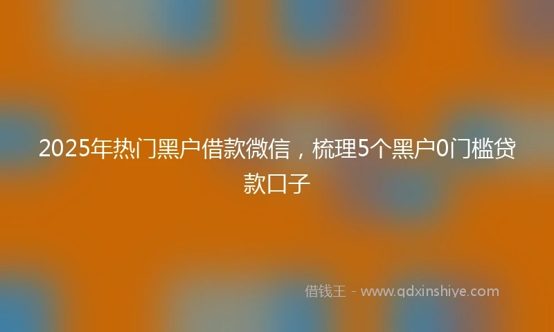 2025年热门黑户借款微信，梳理5个黑户0门槛贷款口子