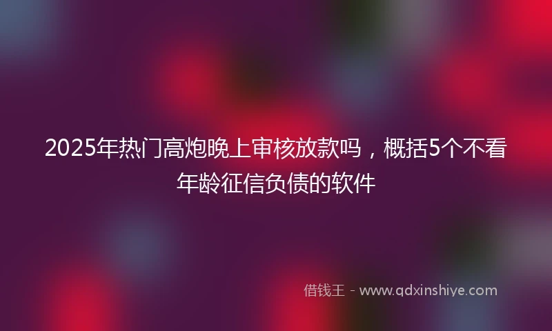 2025年热门高炮晚上审核放款吗，概括5个不看年龄征信负债的软件